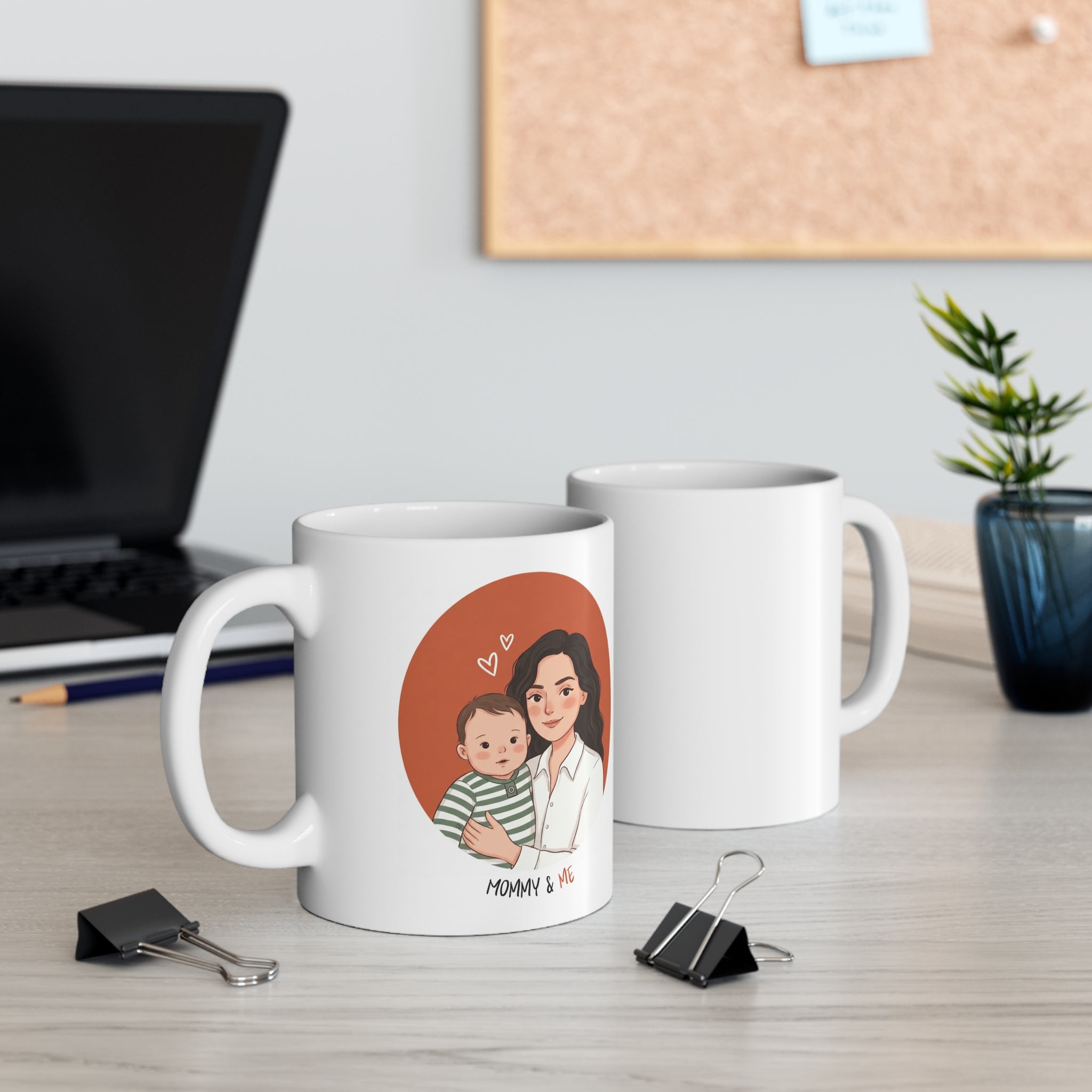 Personalised Mum and Child Mug, Custom Illustrated Photo Ceramic Mug (325ml, 11oz)