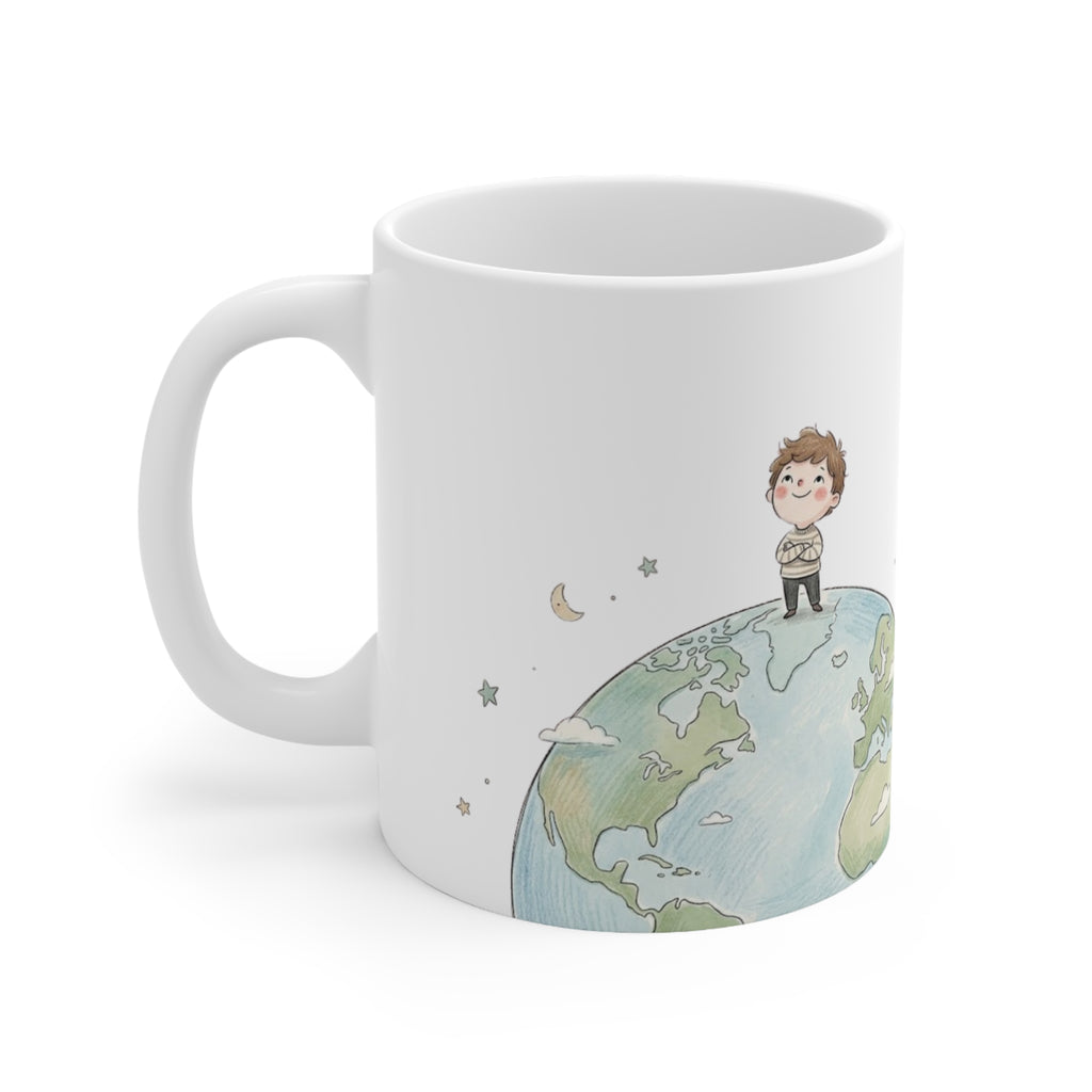 On Top of the World Mug, Cute Motivational Ceramic Mug (325ml, 11oz)