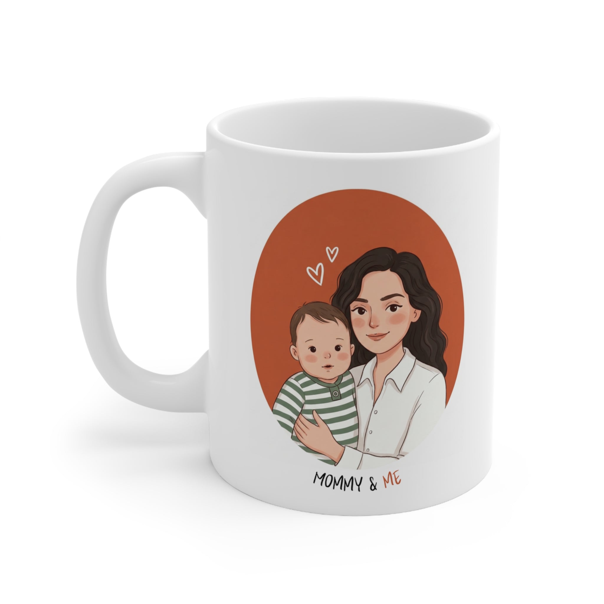 Personalised Mum and Child Mug, Custom Illustrated Photo Ceramic Mug (325ml, 11oz)