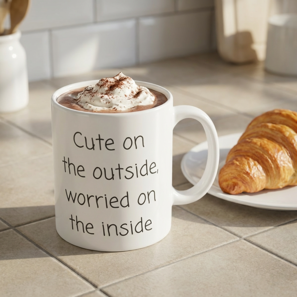 Anxious Bunny Mug, Cute Funny Ceramic Mug (325ml, 11oz)