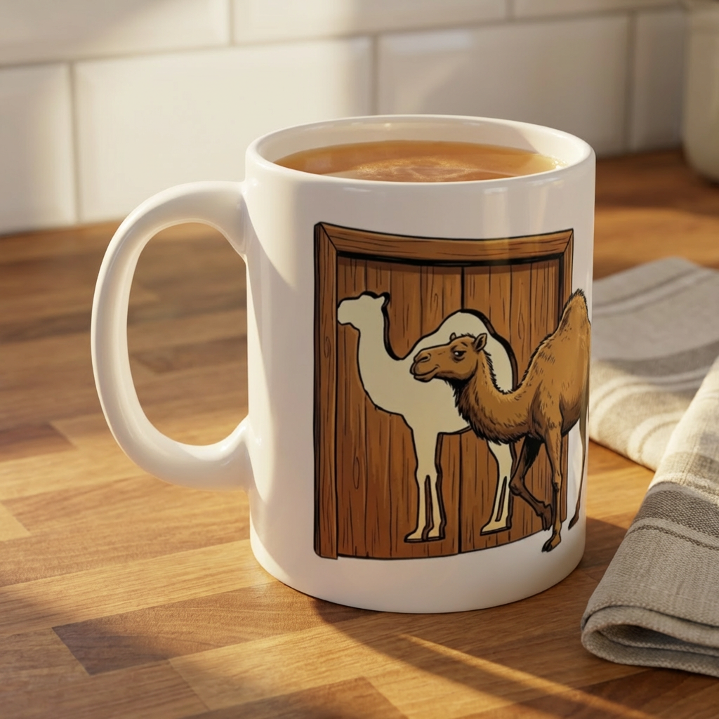 Al-Bab Bywassa' Jamal Mug, Funny Arabic Humor Ceramic Mug (325ml, 11oz)