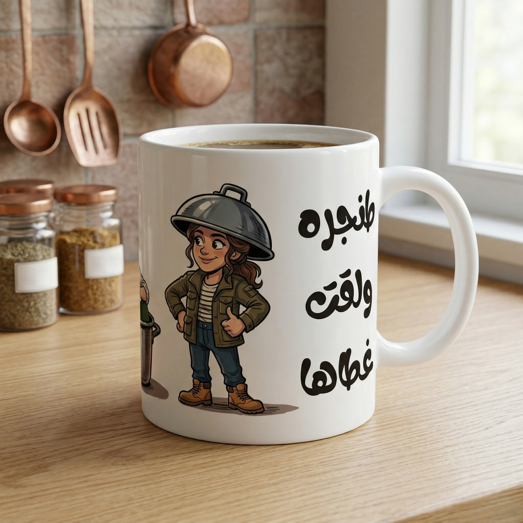 Tanjara W La’et Ghataha Mug (Women Design), Funny Arabic Friendship Ceramic Mug (325ml, 11oz)
