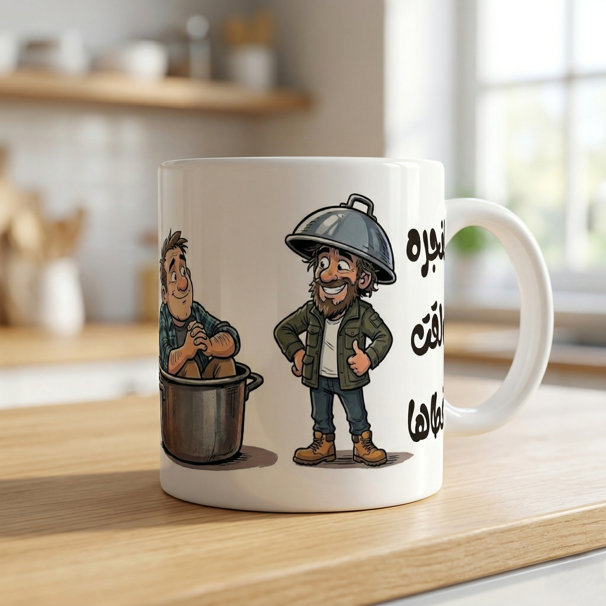 Tanjara W La’et Ghataha Mug (Men Design), Funny Arabic Friendship Ceramic Mug (325ml, 11oz)