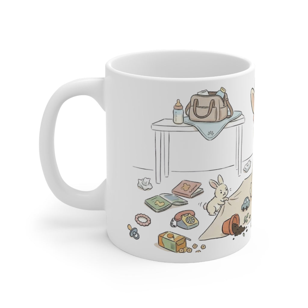 Calm in the Chaos Mug, Cute Mom Bunny Ceramic Mug (325ml, 11oz)