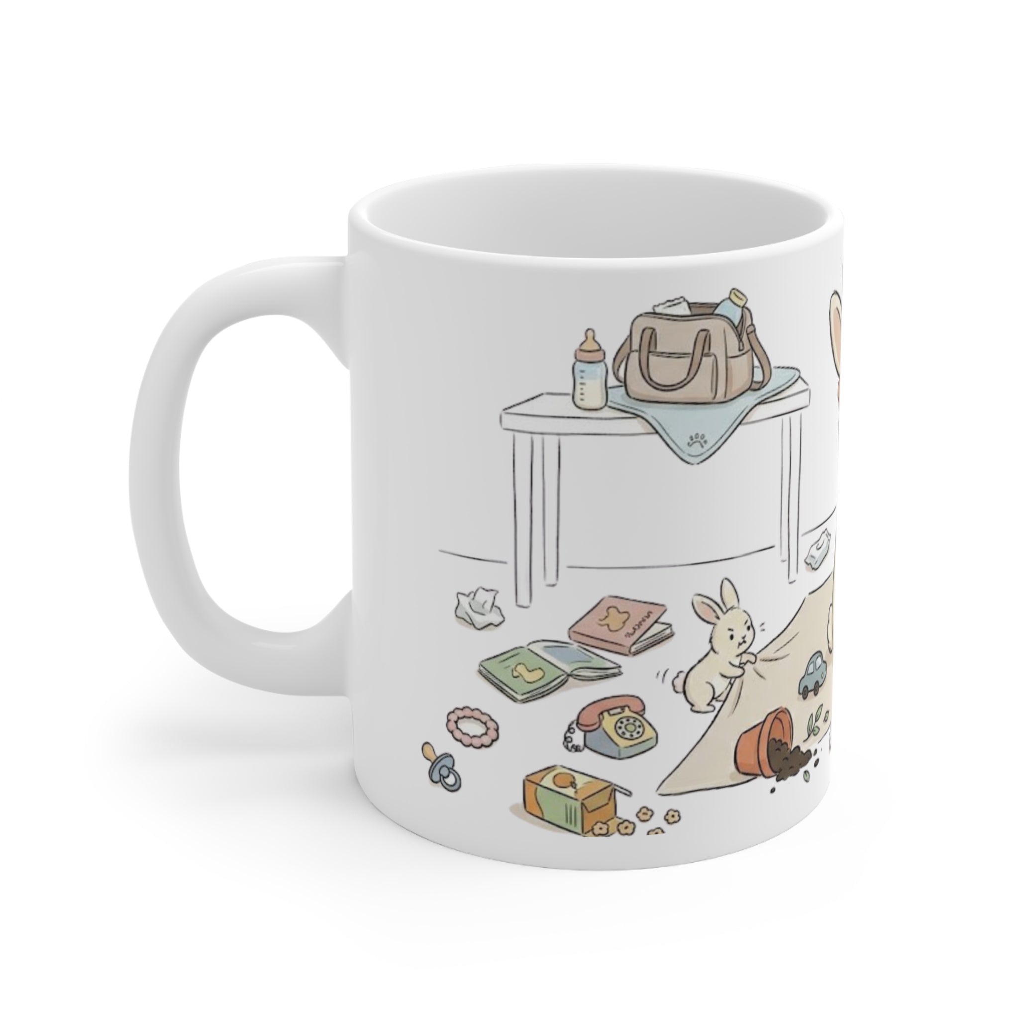 Calm in the Chaos Mug, Cute Mom Bunny Ceramic Mug (325ml, 11oz)