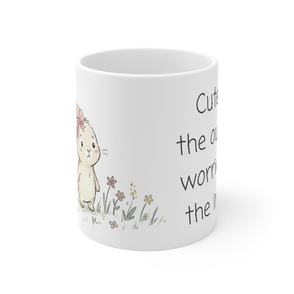Anxious Bunny Mug, Cute Funny Ceramic Mug (325ml, 11oz)
