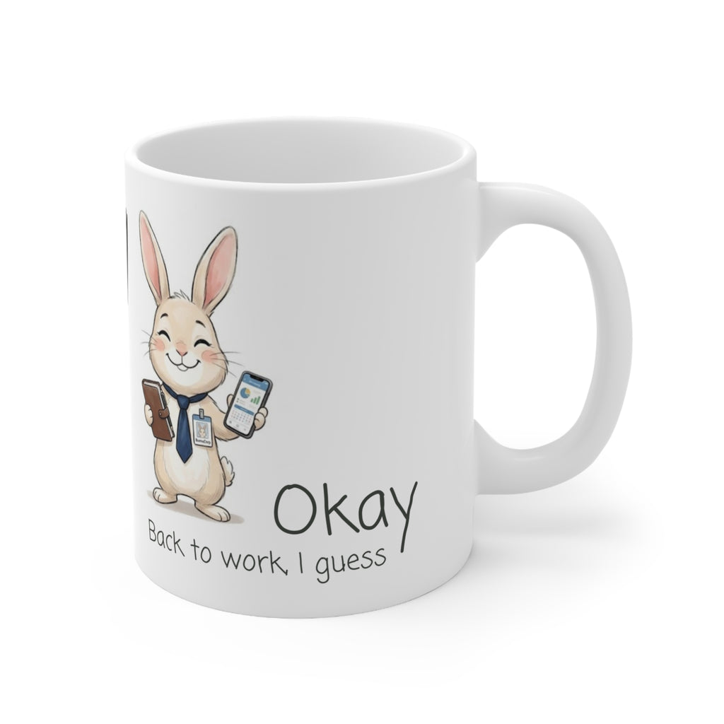 Work Modes Bunny Mug, Funny Office Ceramic Mug (325ml, 11oz)